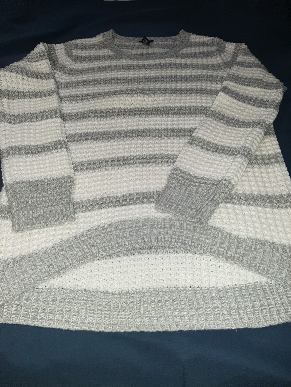 Rue21 Striped Crewneck Sweater - Gray & White